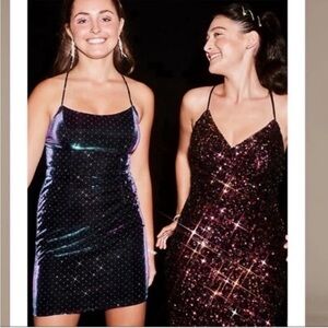 NWT JULES AND CLEO‎ dotted iridescent lace-up back short dress Size 2